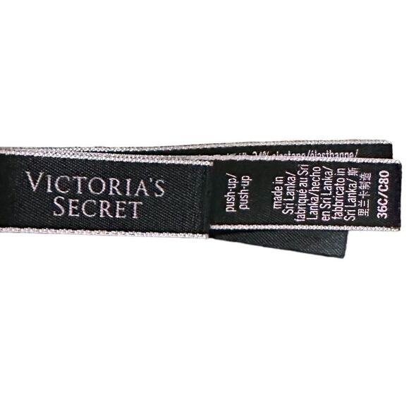 Victoria Secret PINK 36C Black Push Up Padded Gold Embellishment Bikini Top - Picture 5 of 5